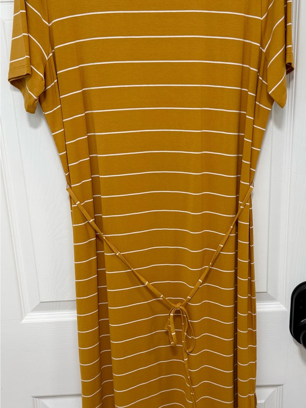 Banana Republic Mustard and White Striped Midi Dress with side slits